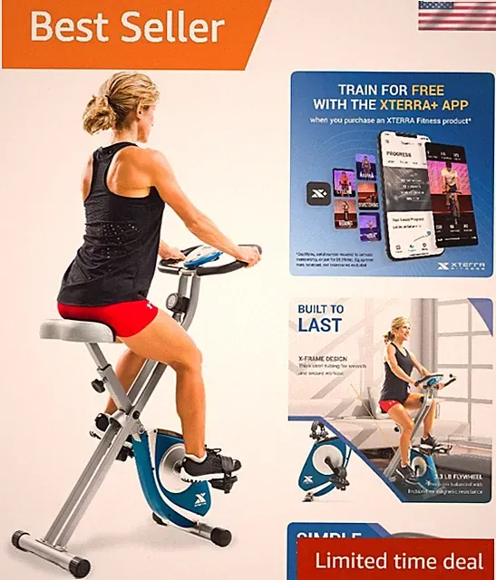 Compact Folding Exercise Bike with 8 Levels of Resistance – 225 LB Capacity