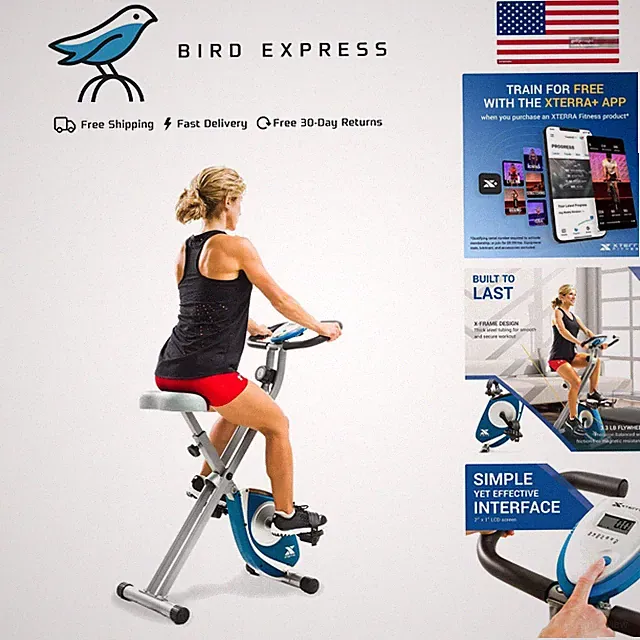 Folding Exercise Bike with Magnetic Resistance 8 Levels, 225lb Capacity